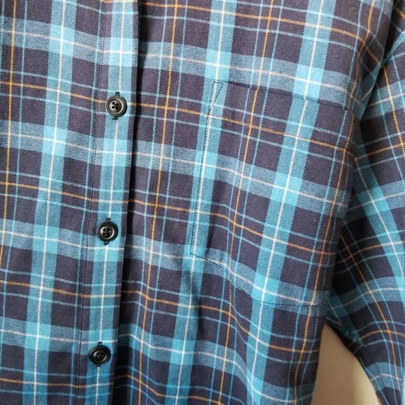 NWT Pam & Gela Tie Back Plaid Blue Tartan Tunic Shirt L - Picture 3 of 8